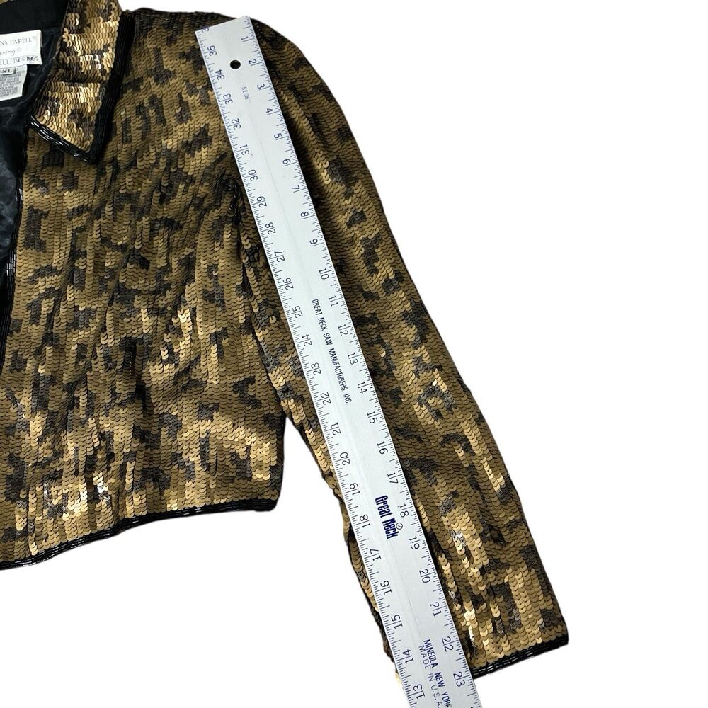 Vintage Adrianna Papell Gold Black Silk Sequin‎ 1990s Evening Jacket - Picture 6 of 11